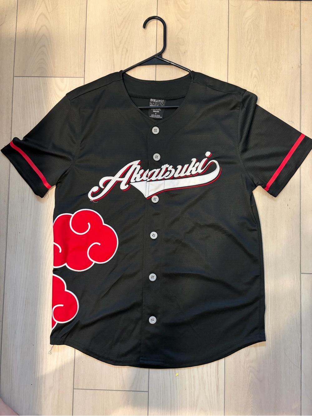 Akatsuki Black Baseball Jersey with Red Cloud Accents